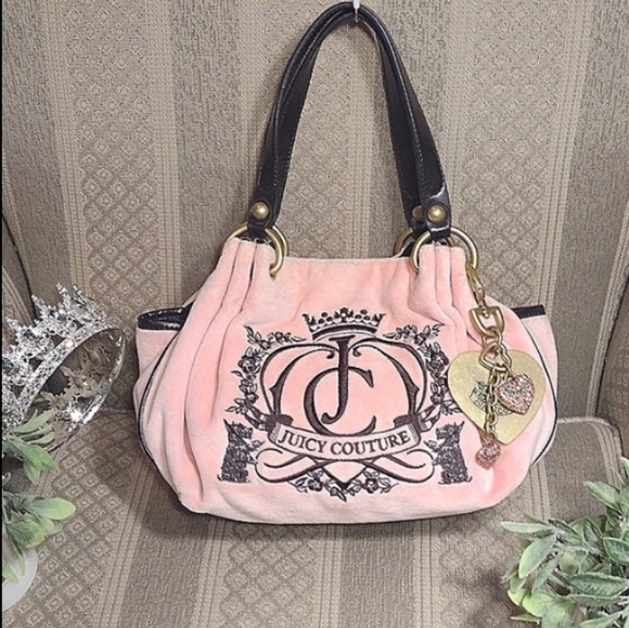Juicy Couture Handbags - Juicy Couture Y2K Baby Pink Velour Shoulder Bag